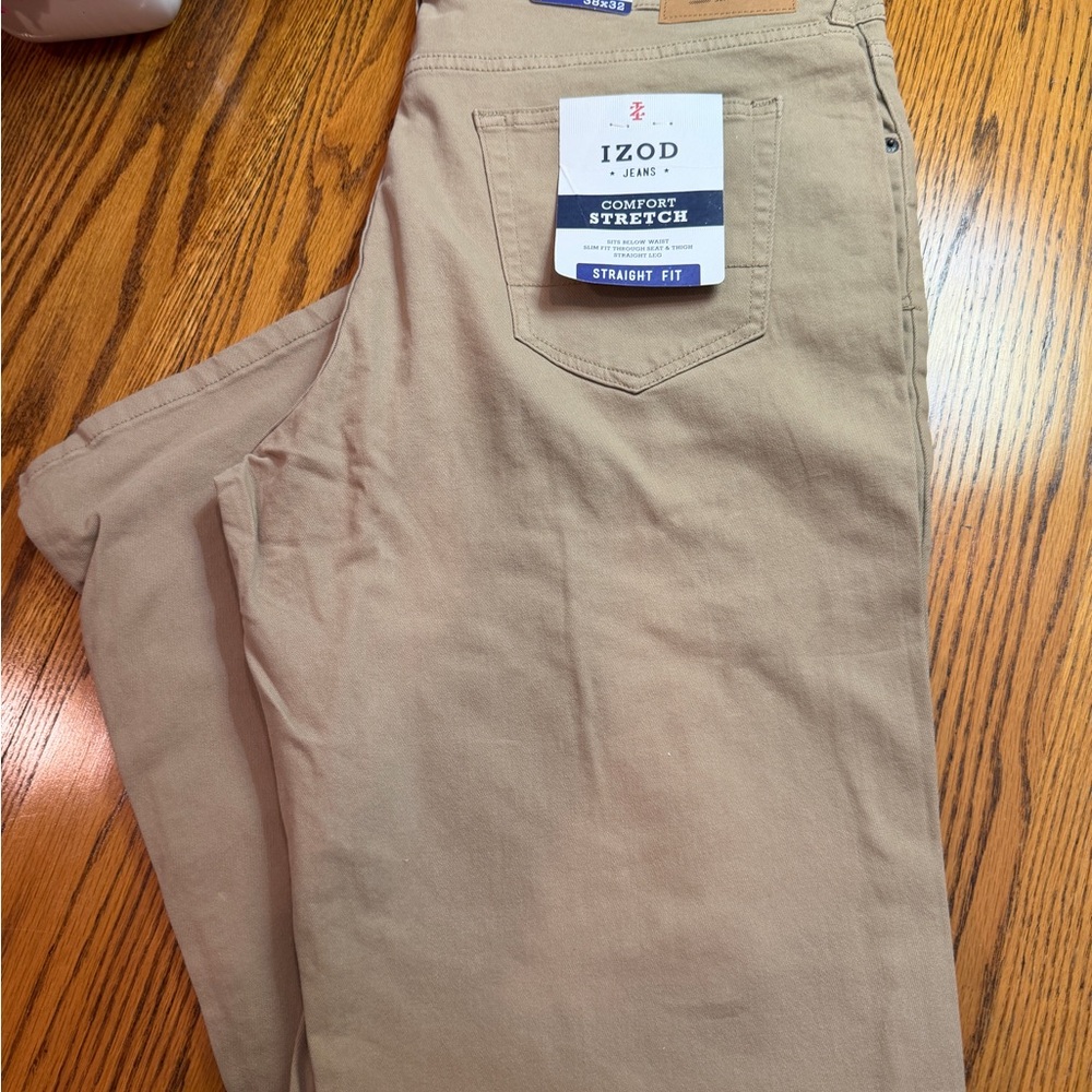 Izod Men’s Size 38x32 khaki Slim Fit Jeans NWT‎
